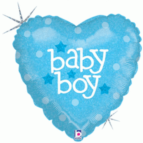 18 INCH BABY BOY BLUE HEART STARS CLOUDS