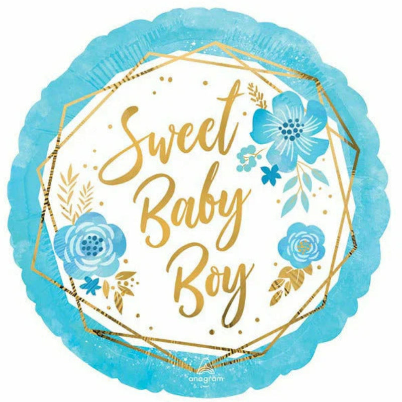 18 INCH BLUE SWEET BABY BOY GOLD FLORAL