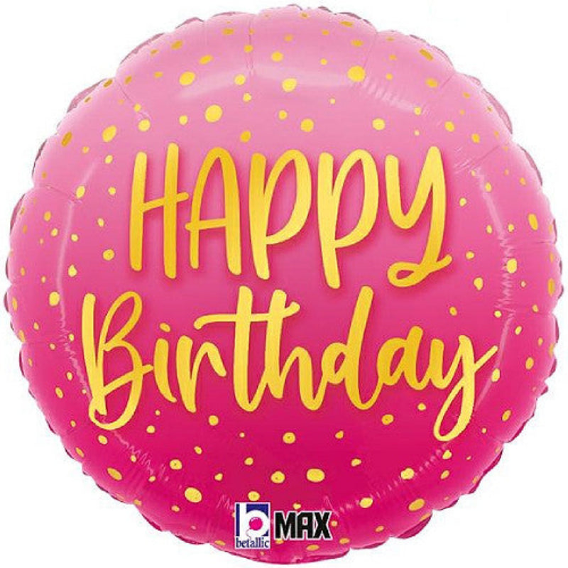 18 INCH HAPPY BIRTHDAY PINK AND GOLD CONFETTI