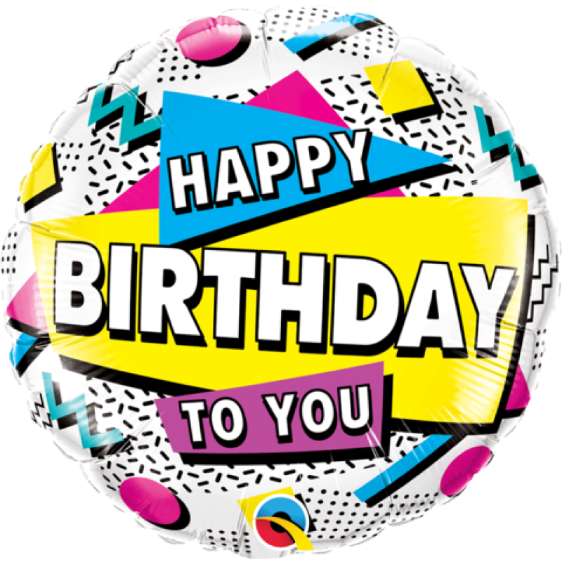 18 INCH HAPPY BIRTHDAY TO YOU WHITE YELLOW RETRO