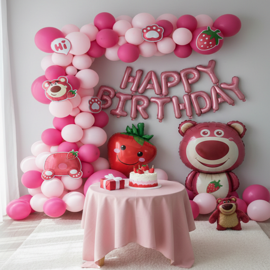 Strawberry Bear Theme Birthday Party Pack