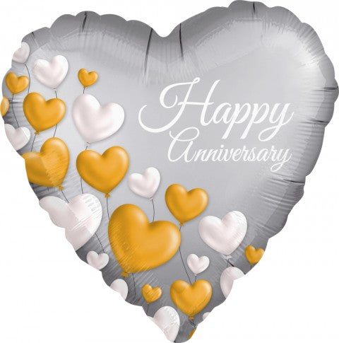 Elegant Heart "Happy Anniversary" Foil Balloon