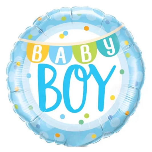 18 INCH BABY BOY BLUE ROUND BANNER