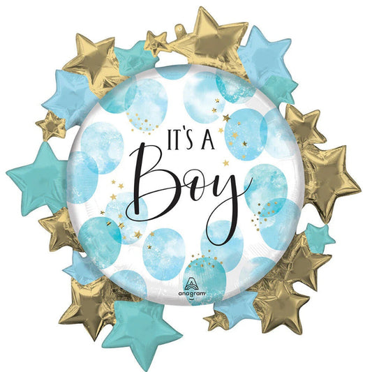 18 INCH BABY BOY WHITE BLUE WATERCOLOR GOLD STAR