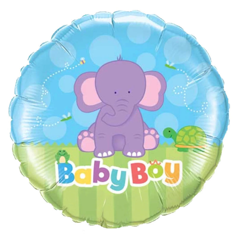 18 INCH Baby Boy BLUE Ellie Elephant Round Balloon LASTBALLOON BEIRUT VERDUN