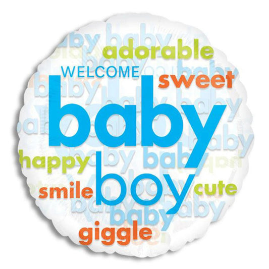 18 INCH Baby Boy Word Cloud Clear Balloon