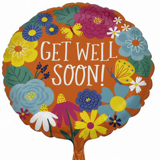18 INCH GET WELL SOON ORANGE COLORFUL FLORAL LAST BALLOON VERDUN BEIRUT