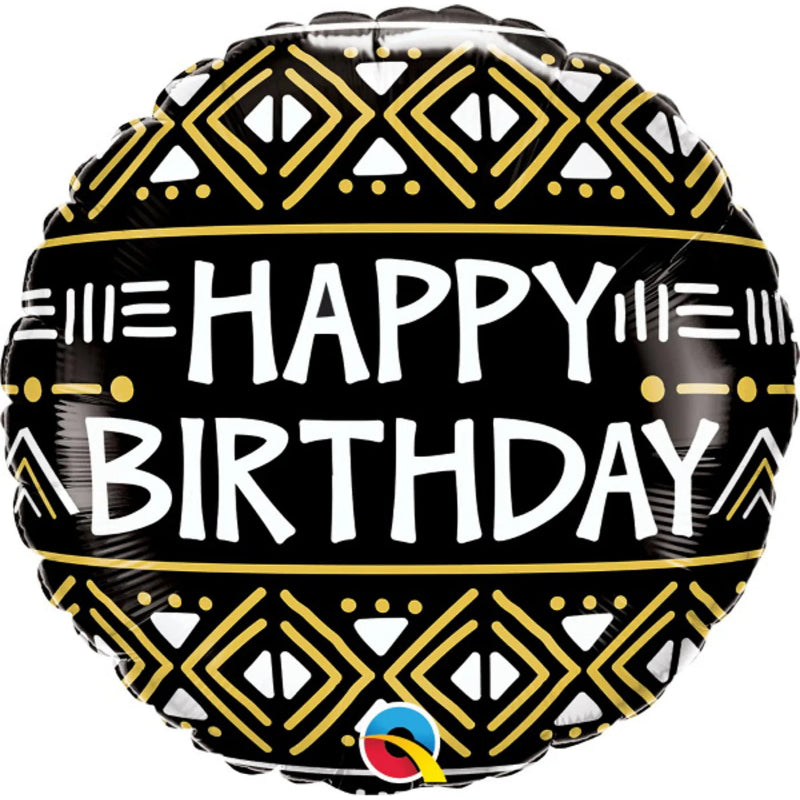 18 INCH HAPPY BIRTHDAY BLACK YELLOW MUD CLOTH AFRICAN