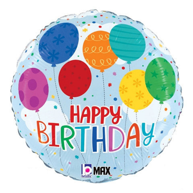 18 INCH HAPPY BIRTHDAY BLUE COLORFUL BALLOONS