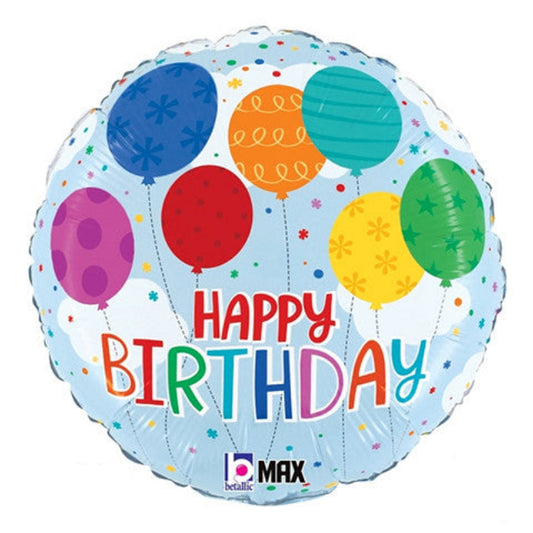 18 INCH HAPPY BIRTHDAY BLUE COLORFUL BALLOONS