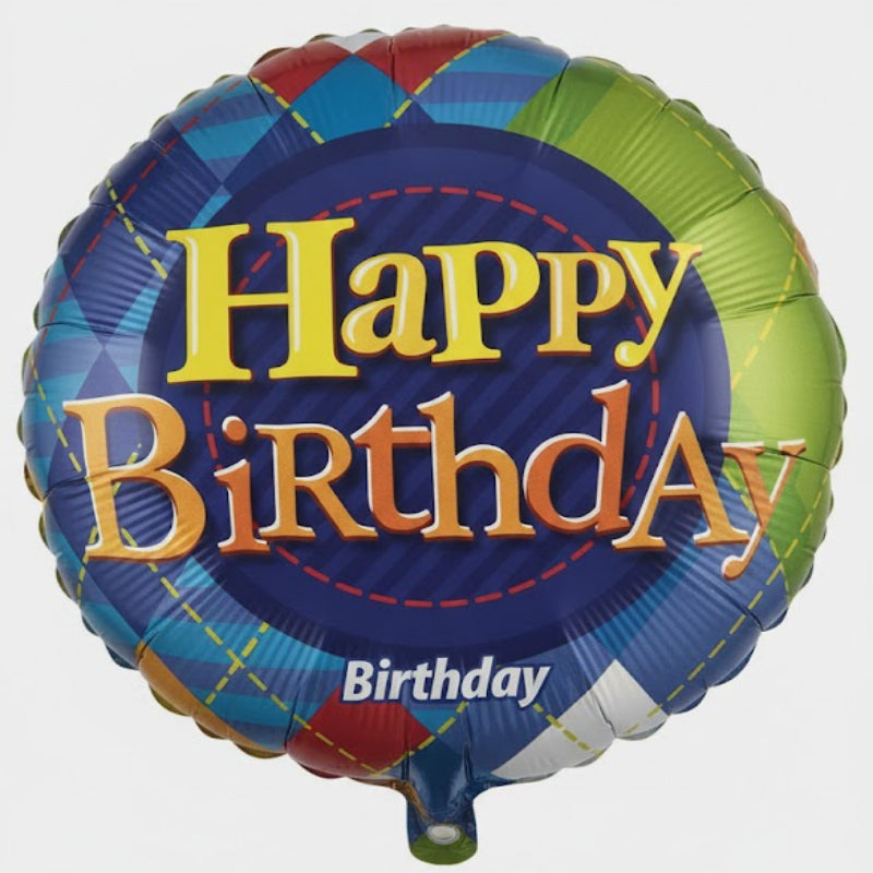 18 INCH HAPPY BIRTHDAY BLUE GREEN GEOMETRIC