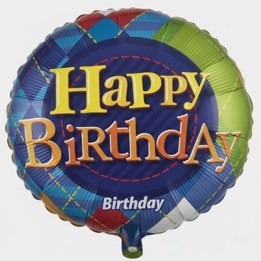 18 INCH HAPPY BIRTHDAY BLUE GREEN GEOMETRIC