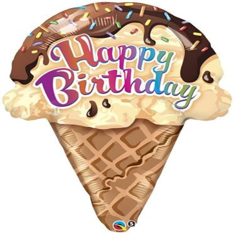 18 INCH HAPPY BIRTHDAY BROEN ICE CREAM CONE CHOCOLATE