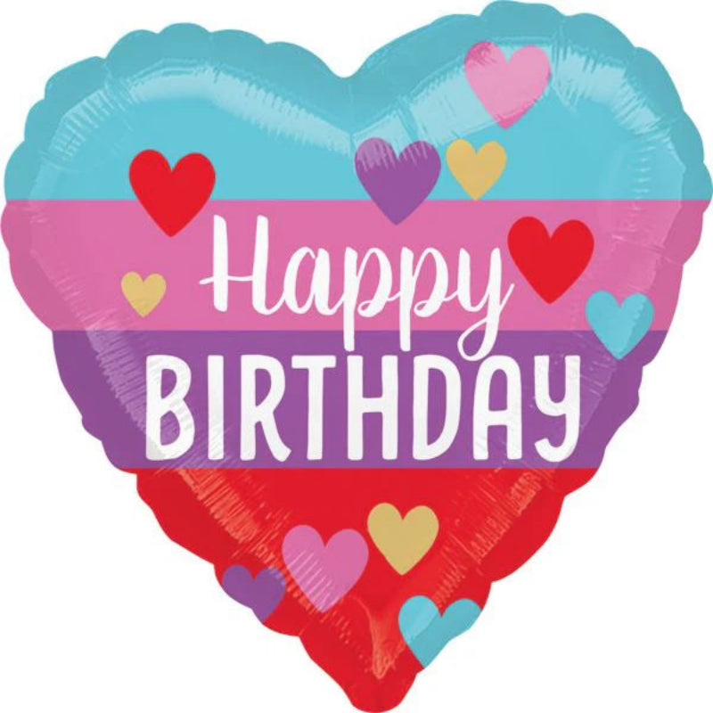 18 INCH HAPPY BIRTHDAY COLORED HEART SMALL HEART