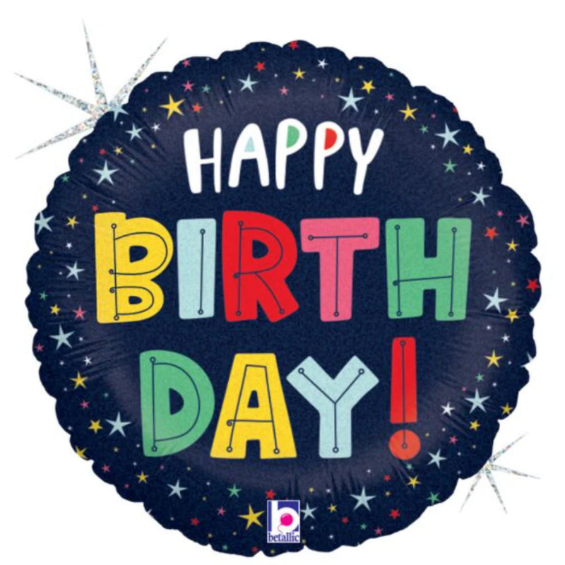 18 INCH HAPPY BIRTHDAY COLORFUL STARS