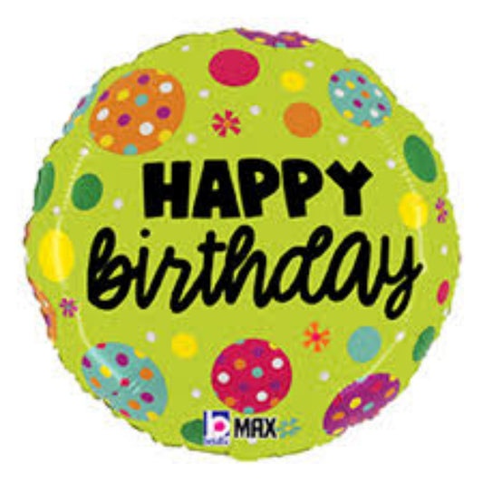 18 INCH HAPPY BIRTHDAY GREEN POLKA DOT