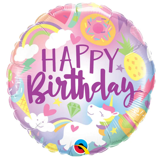 18 INCH HAPPY BIRTHDAY PINK NATURE PARTY RAINBOW