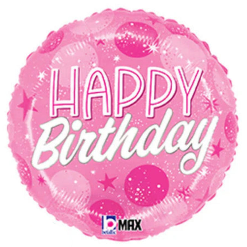18 INCH HAPPY BIRTHDAY PINK SPARKLE DOT