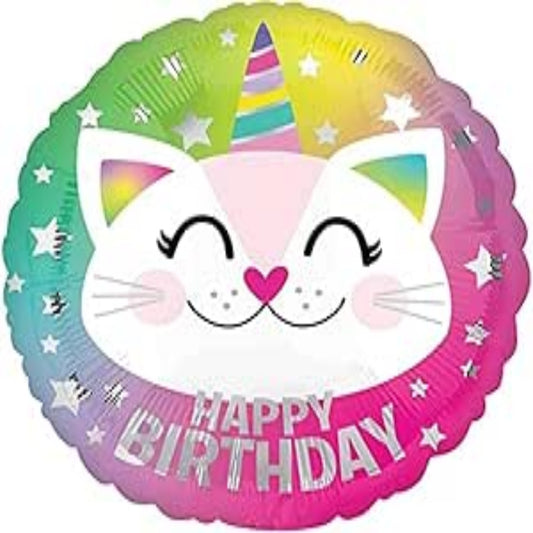 18 INCH HAPPY BIRTHDAY PINK WHITE CATICORN