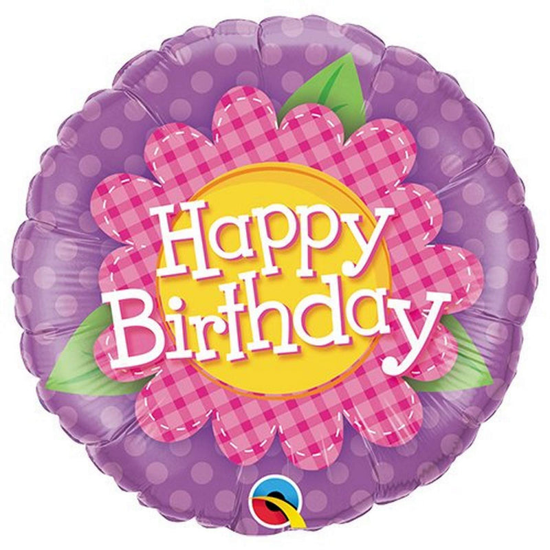 18 INCH HAPPY BIRTHDAY PURPLE PINK DAISY FLOWER