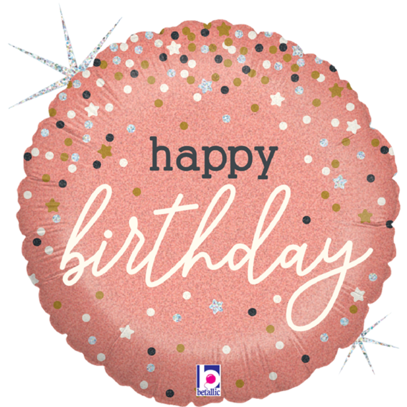 18 INCH HAPPY BIRTHDAY ROSE GOLD CONFETTI