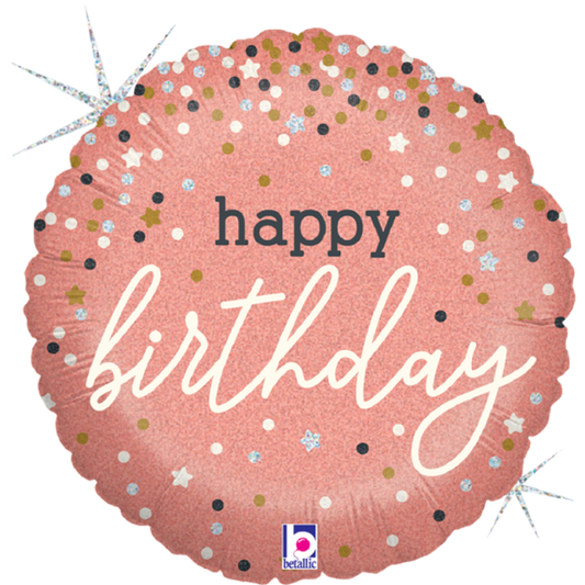 18 INCH HAPPY BIRTHDAY ROSE GOLD CONFETTI