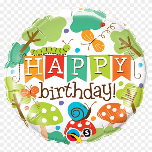 18 INCH HAPPY BIRTHDAY WHITE BANNER IN GARDEN