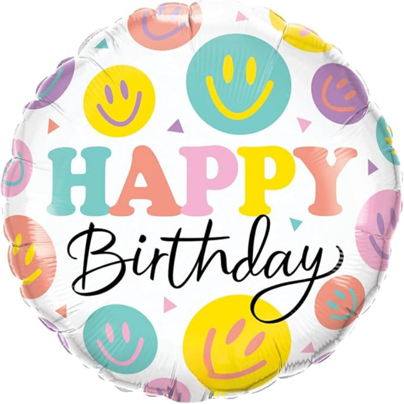 18 INCH HAPPY BIRTHDAY WHITE COLORFUL SMILES