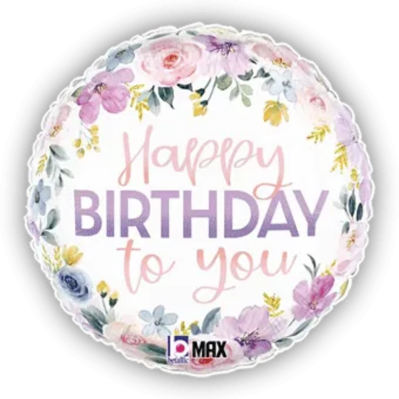18 INCH HAPPY BIRTHDAY WHITE FLORAL TO YOU