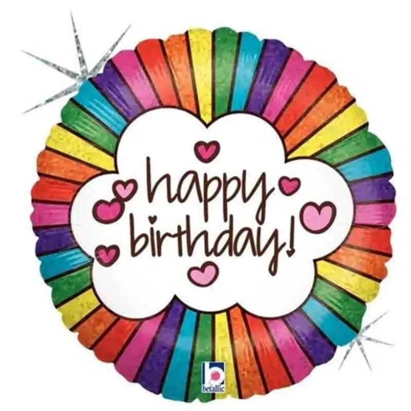 18 INCH HAPPY BIRTHDAY WHITE RETRO RAINBOW