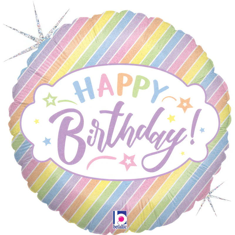 18 INCH HAPPY BIRTHDAY WHITE ROUND PASTEL