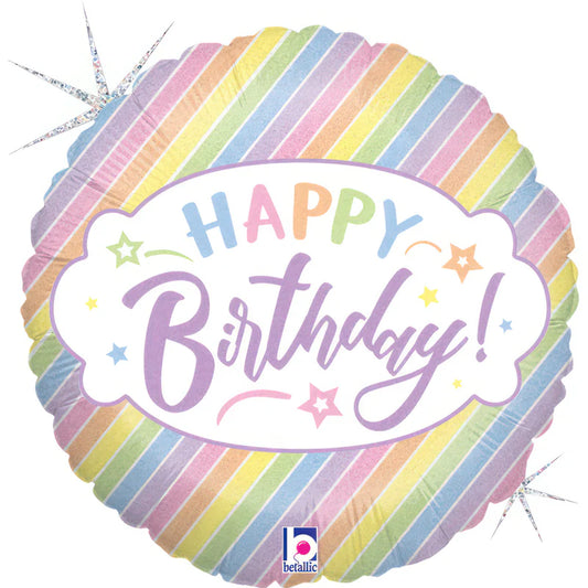 18 INCH HAPPY BIRTHDAY WHITE ROUND PASTEL