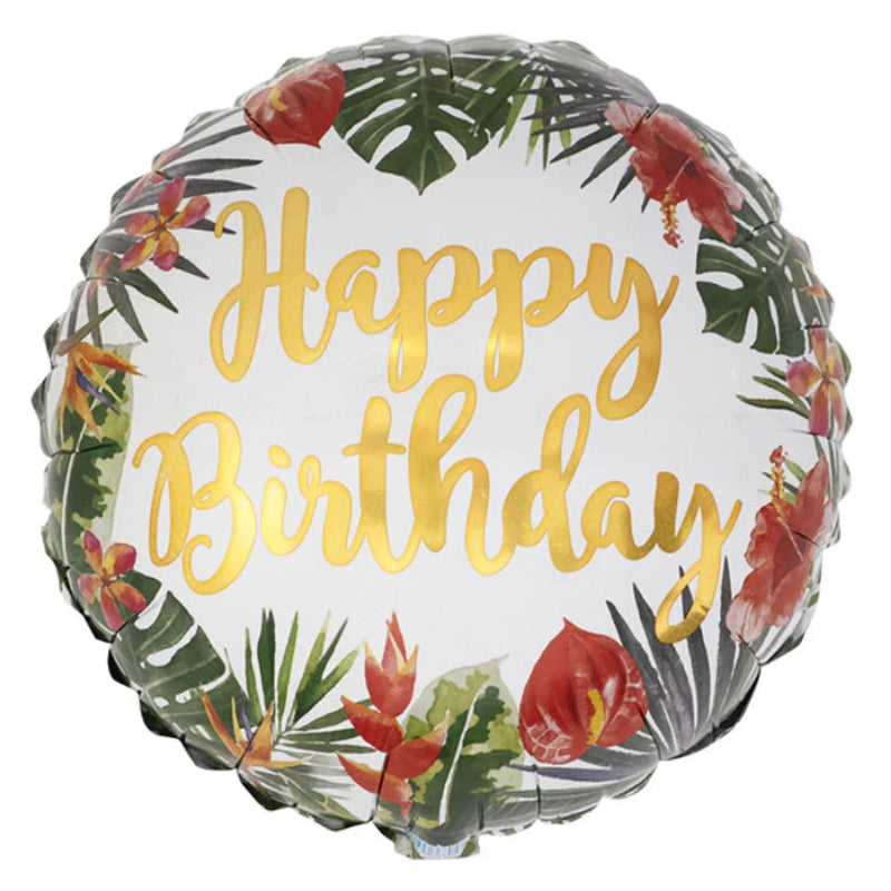 18 INCH HAPPY BIRTHDAY WHITE TROPICAL