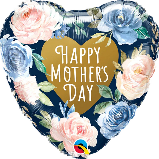 18 INCH HEART HAPPY MOTHER DAY PINK AND BLUE ROSE