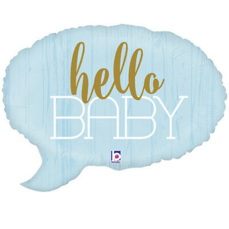 18 INCH HELLO BABY BLUE MESSAGE SHAPE