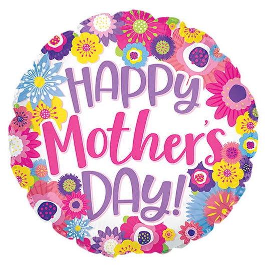 18 INCH ROUND HAPPY MOTHER DAY FLORAL BORDER