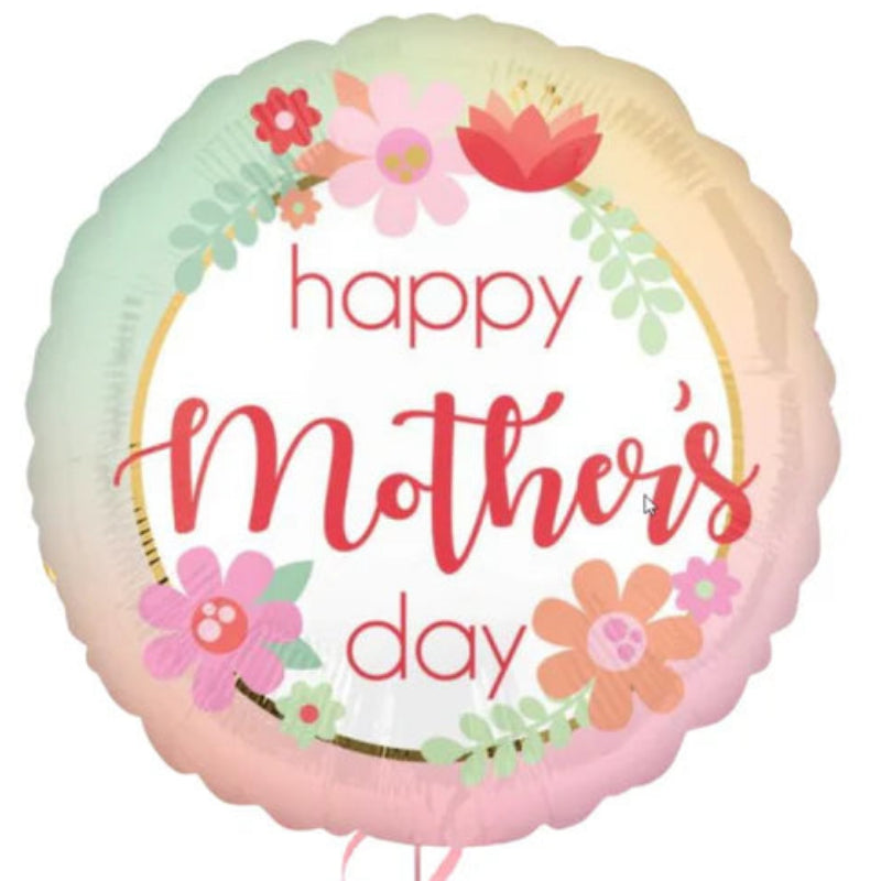 18 INCH ROUND HAPPY MOTHER DAY PASTEL FLOWER