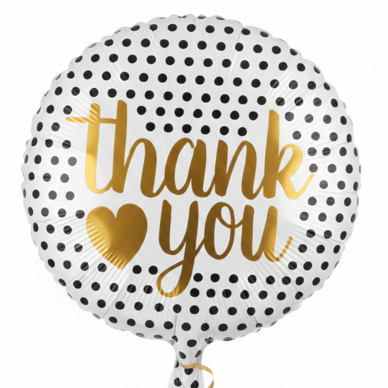 18 INCH THANK YOU WHITE BLACK DOTS  balloons for delivery in Verdun Beirut