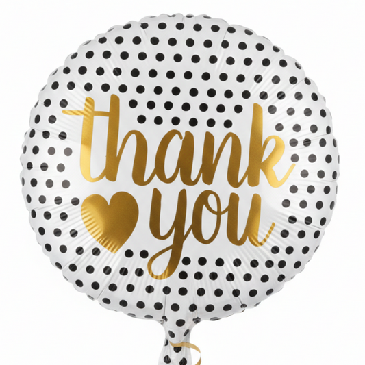 18 INCH THANK YOU WHITE BLACK DOTS  balloons for delivery in Verdun Beirut