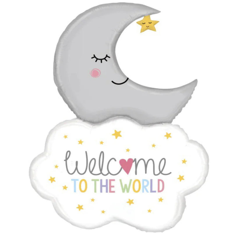 18 INCH WELCOME TO THE WORLD WHITE CLOUD GREY MOON LASTBALLOON VERDUN BEIRUT