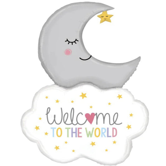 18 INCH WELCOME TO THE WORLD WHITE CLOUD GREY MOON LASTBALLOON VERDUN BEIRUT