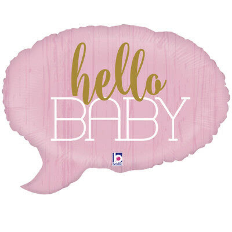 24 INCH HELLO BABY GIRL PINK BUBBLE MESSAGE BALLOON