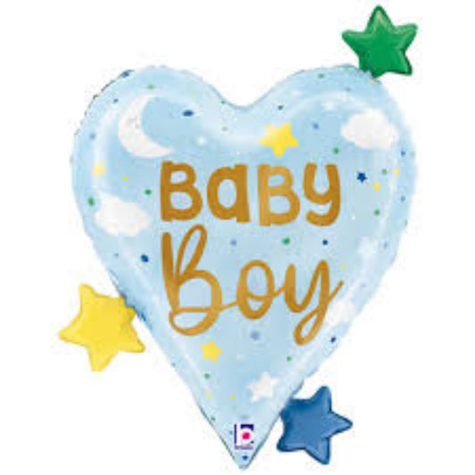 25 INCH BABY BOY GOLD BLUE HEART