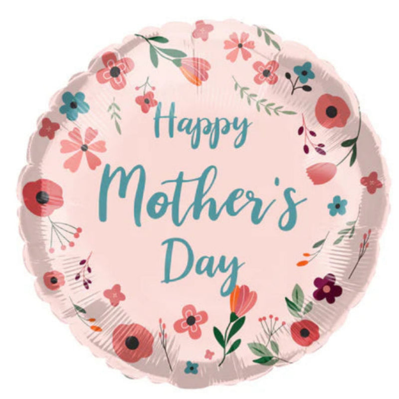 18 INCH ROUND HAPPY MOTHER DAY PINK FLORAL