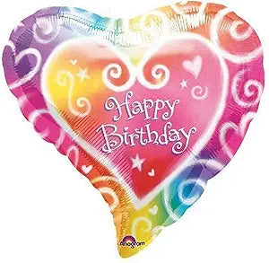 18 INCH HAPPY BIRTHDAY PINK HEART WATERCOLOR
