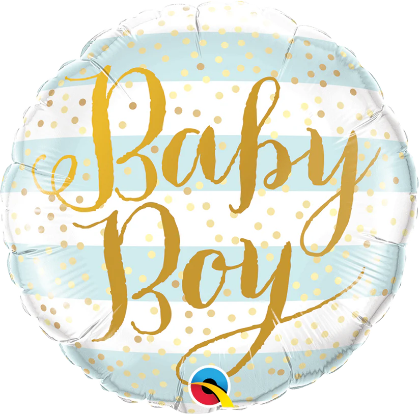 18 INCH BABY BOY BLUE AND WHITE STRIPS GOLD