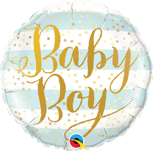 18 INCH BABY BOY BLUE AND WHITE STRIPS GOLD