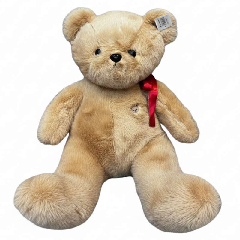 CLASSIC HONEY-GOLD PLUSH TEDDY BEAR WITH CRIMSON RIBBON LAST BALLOON VERDUN BEIRUT