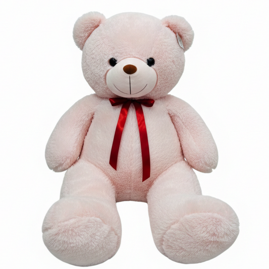 CUDDLY PINK PLUSH TEDDY BEAR WITH RED SATIN BOW LAST BALLOON VERDUN BEIRUT