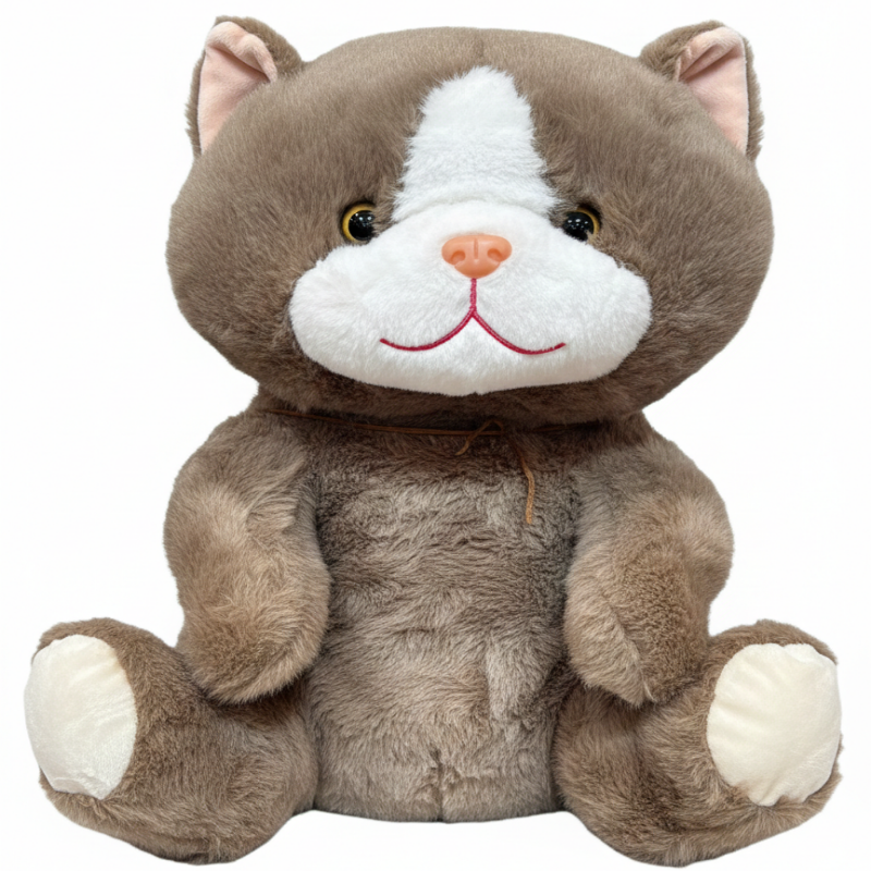 CUDDLY TUXEDO MISTY CAT PLUSH – SOFT BROWN & WHITE LAST ALLOON VERDUN BEIRUT